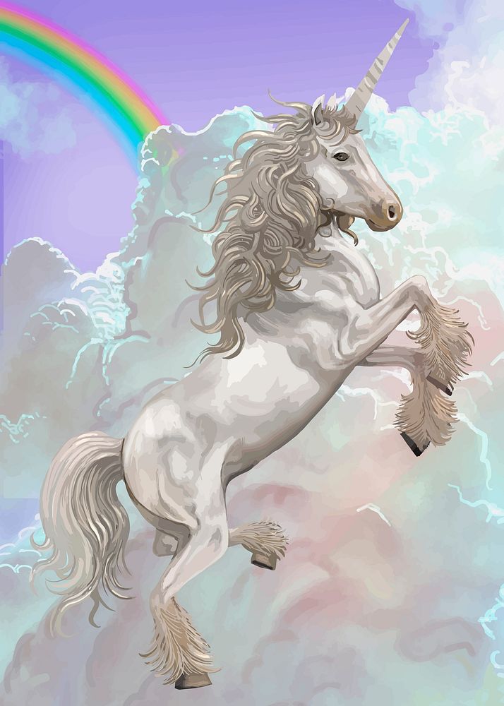 Beautiful white unicorn flying vector