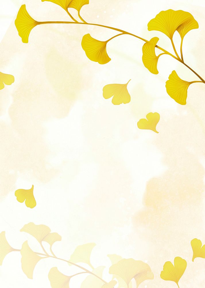 Yellow ginkgo leaf framed background