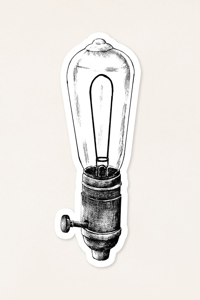 Hand drawn retro light bulb sticker