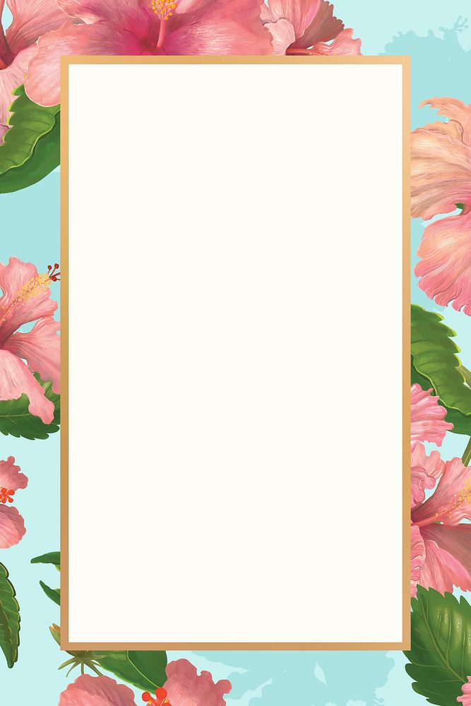 Gold rectangle lily flower frame design resource