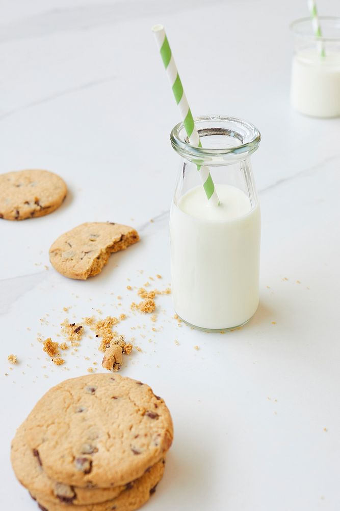 Free milk and cookies image, public domain food CC0 photo.