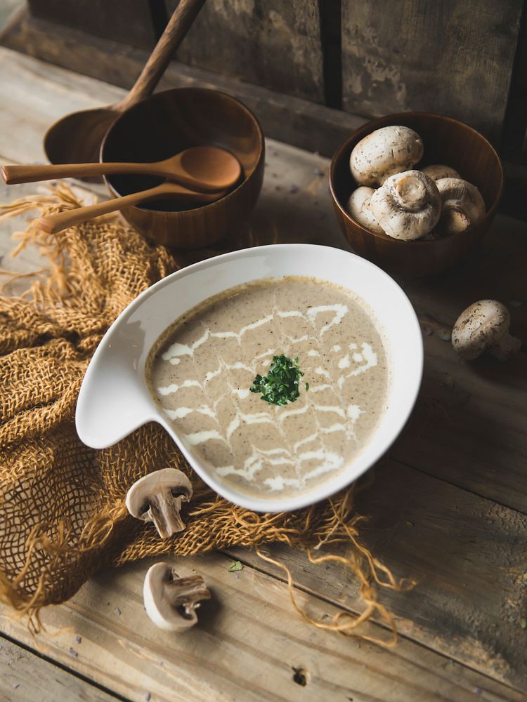 Free creamy mushroom soup image, public domain food CC0 photo.