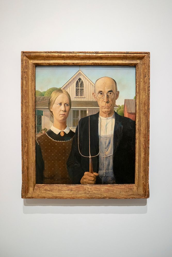 American Gothic by Grant Wood. Free public domain CC0 photo.