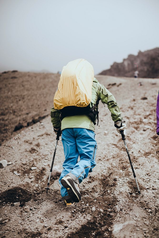 Backpacker hiking in nature. Free public domain CC0 photo.