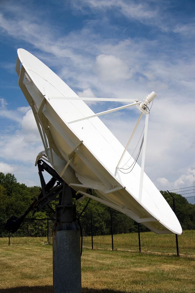 Satellite dish in the field. Original public domain image from Flickr