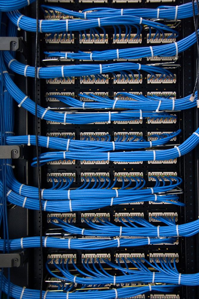 Blue computer wires. Original public domain image from Flickr
