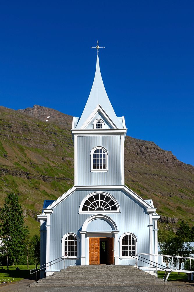 The Blue Church in Seyðisfjörður, Iceland.