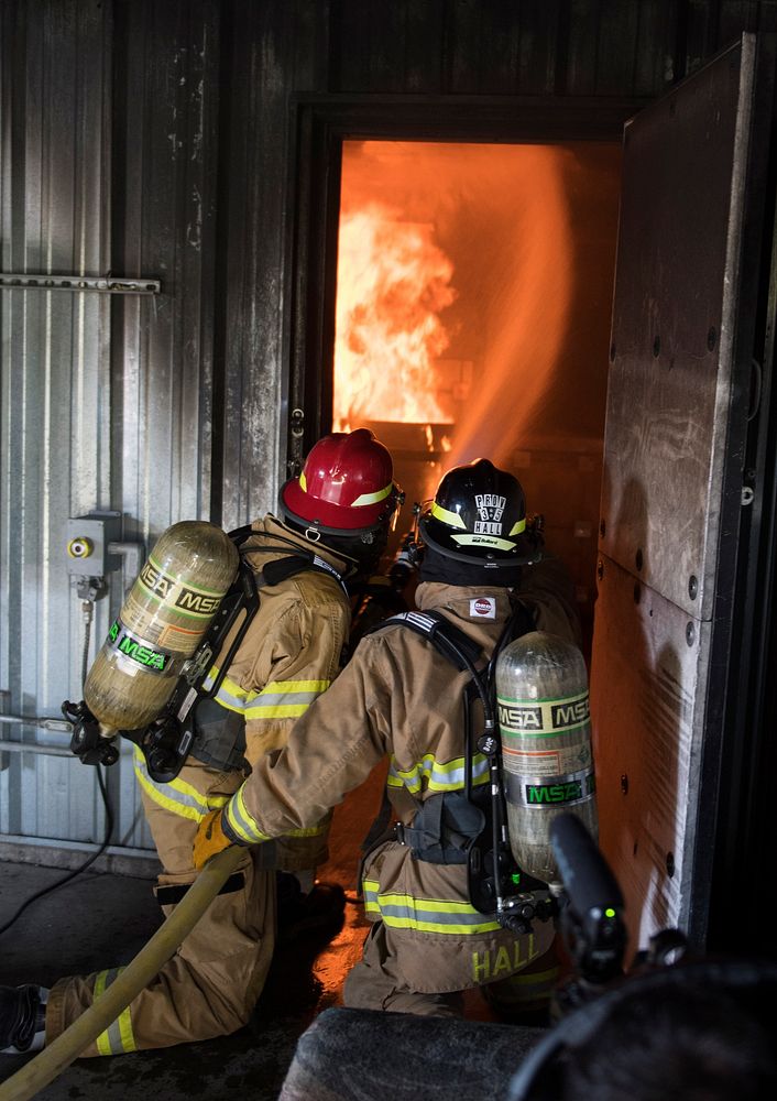 CE Airmen demonstrate fire protection capabilities at JBER. Original public domain image from Flickr
