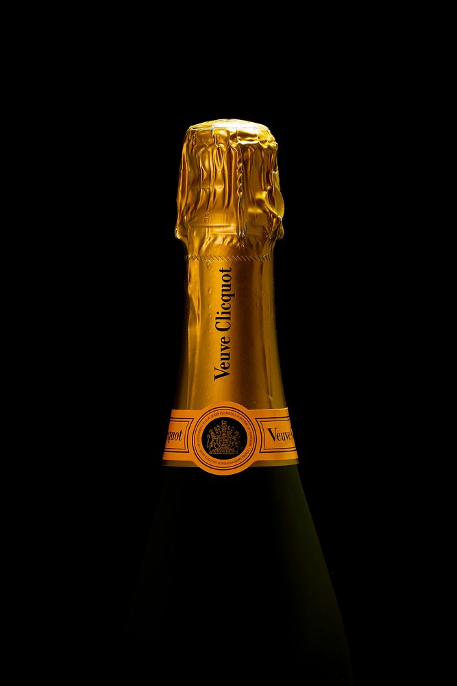Veuve Clicquot elegant champagne bottle. Original public domain image from Flickr