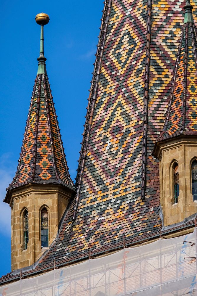 Colorful church roof close up. Free public domain CC0 photo.