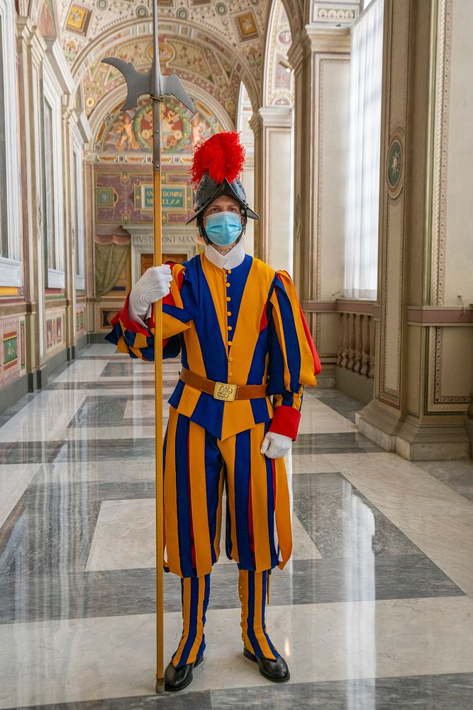 Member of the Swiss Guard Stands at Attention