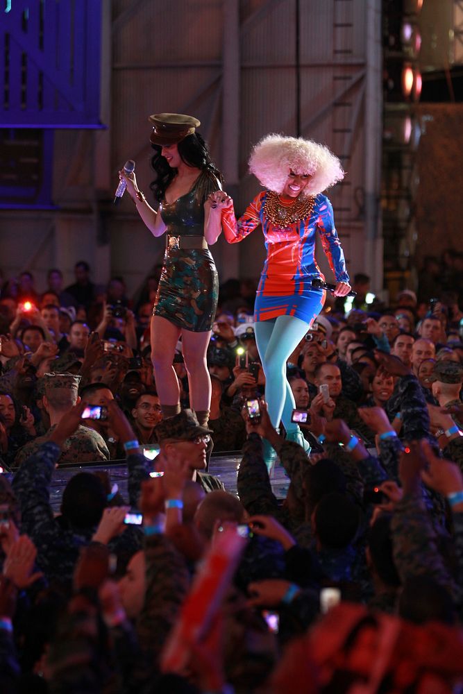 Katy Perry and Nicki Minaj with Marines