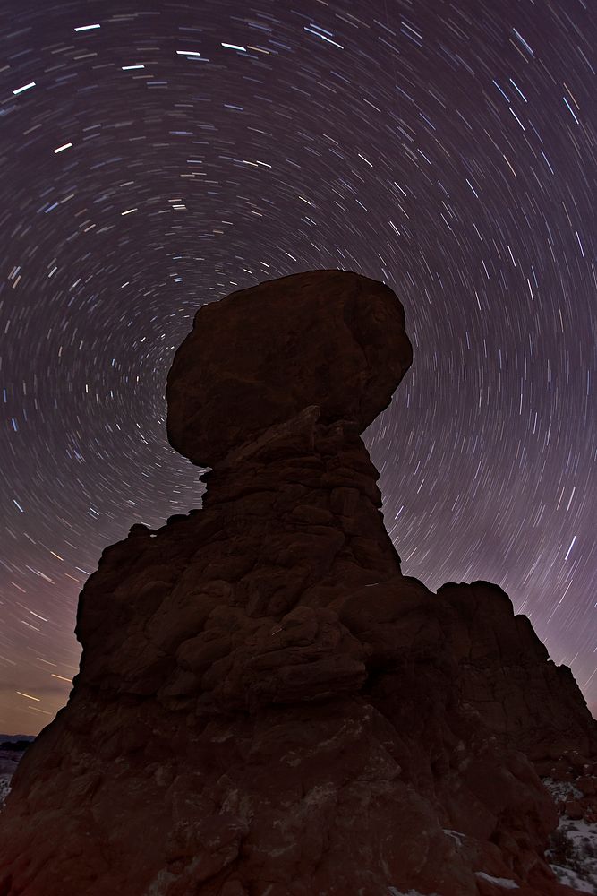 Balanced Rock with Star Trails. Original public domain image from Flickr