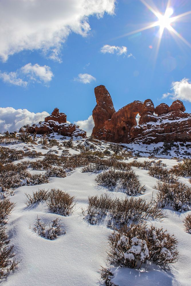 Snowy Turret Arch. Original public domain image from Flickr