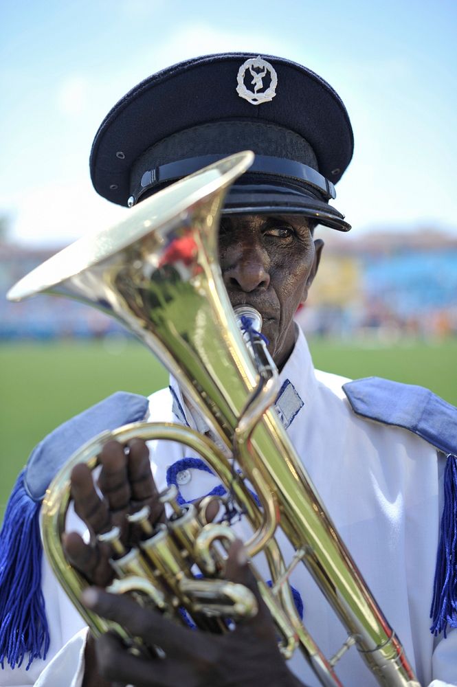 A member of a band plays at Konis stadium in Mogadishu, Somalia, to celebrate the country's Independence Day on July 1.…