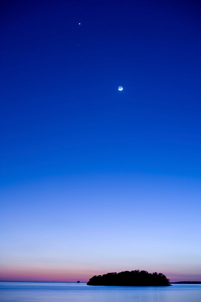 SUN Flamingo Crescent moon. Original public domain image from Flickr