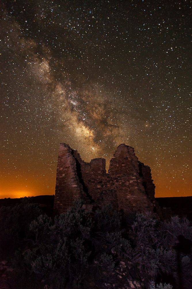 Milky Way at the Square Tower Group at Hovenweep. Original public domain images from Flickr