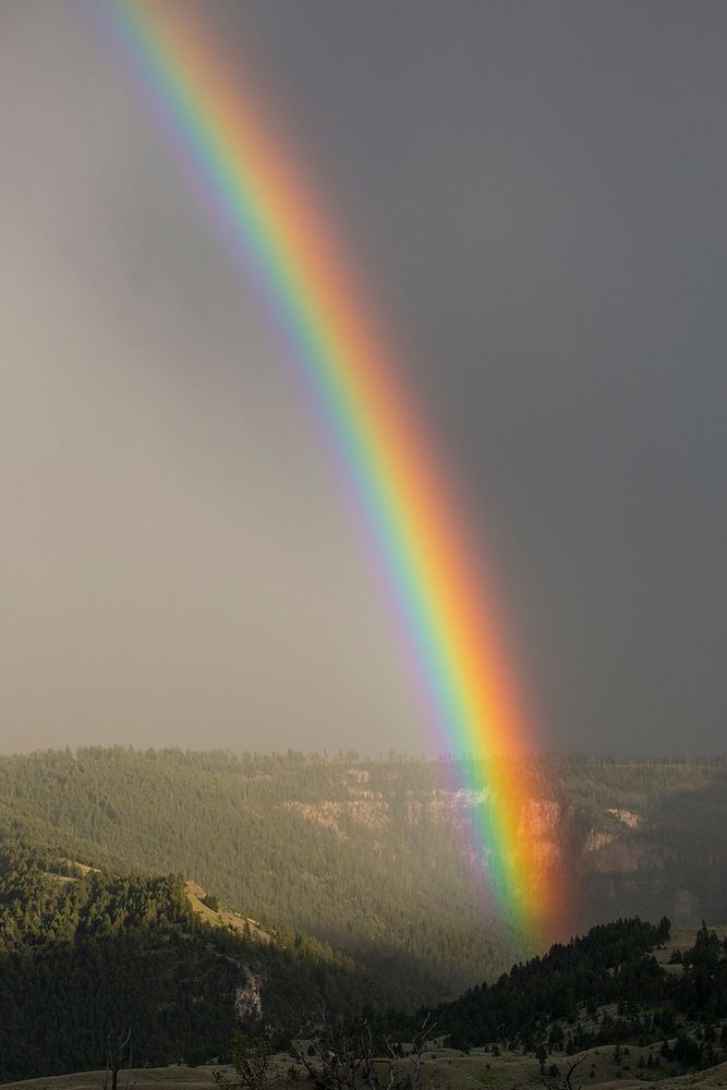 Rainbow over the Gardner River Canyon near Mammoth. Original public domain image from Flickr