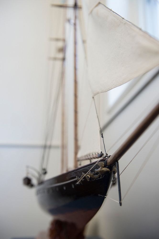 NEW LONDON, Conn. -- A recently-restored model of the three-masted schooner Atlantic is displayed at the U.S. Coast Guard…