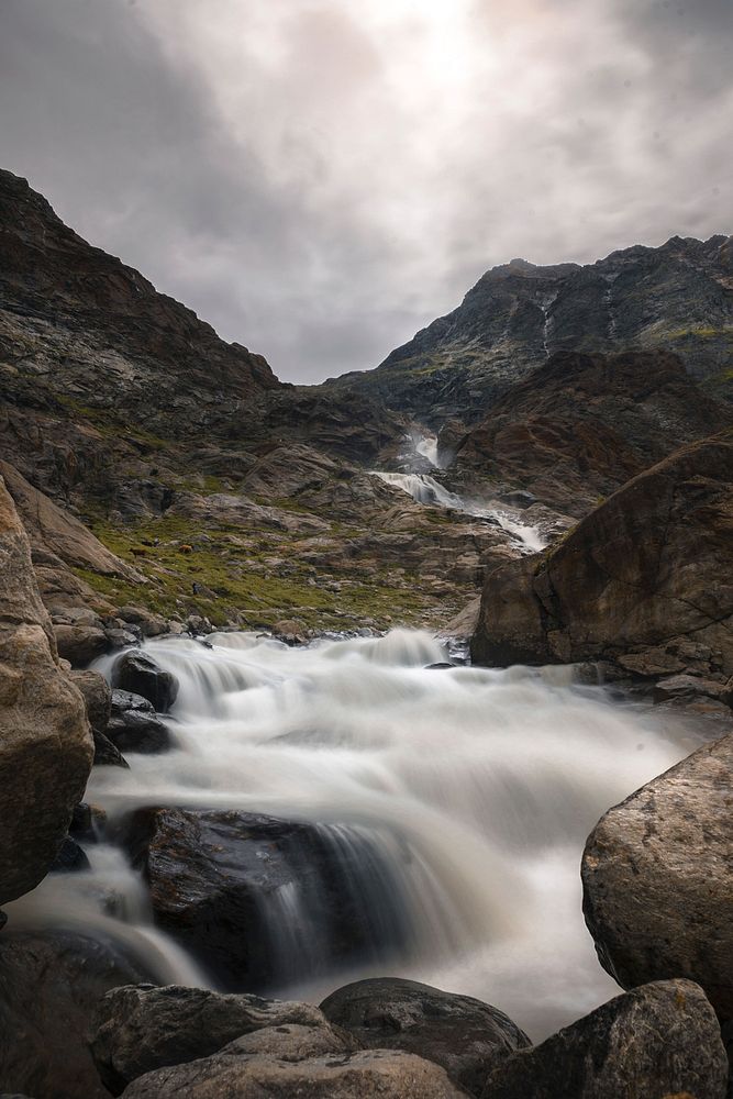 River cascading down the mountain. Free public domain CC0 image.