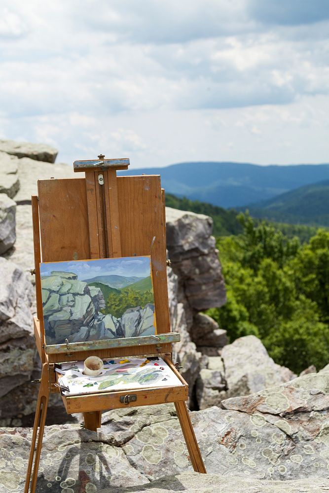 Aesthetic outdoor painting class. Free public domain CC0 photo.