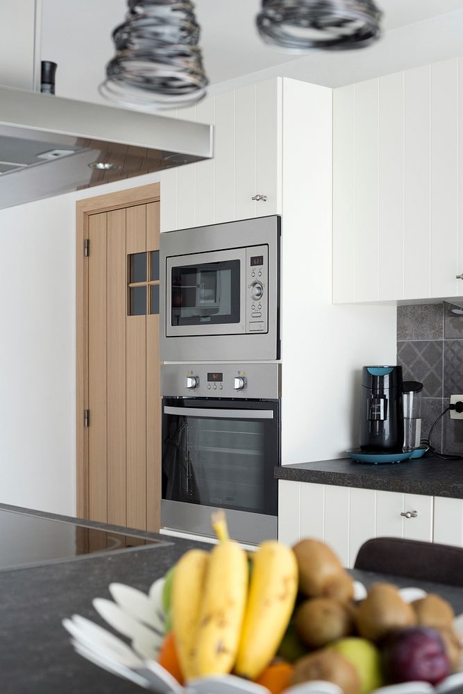 Bowl of fresh fruit in modern kitchen. Free public domain CC0 photo.