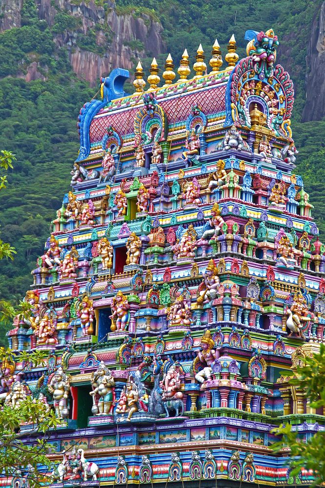 Colorful Hindu temple architecture. Free public domain CC0 image.