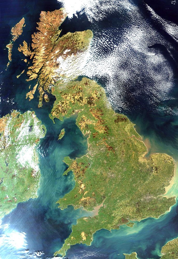 United kingdom satellite image. Free public domain CC0 photo.
