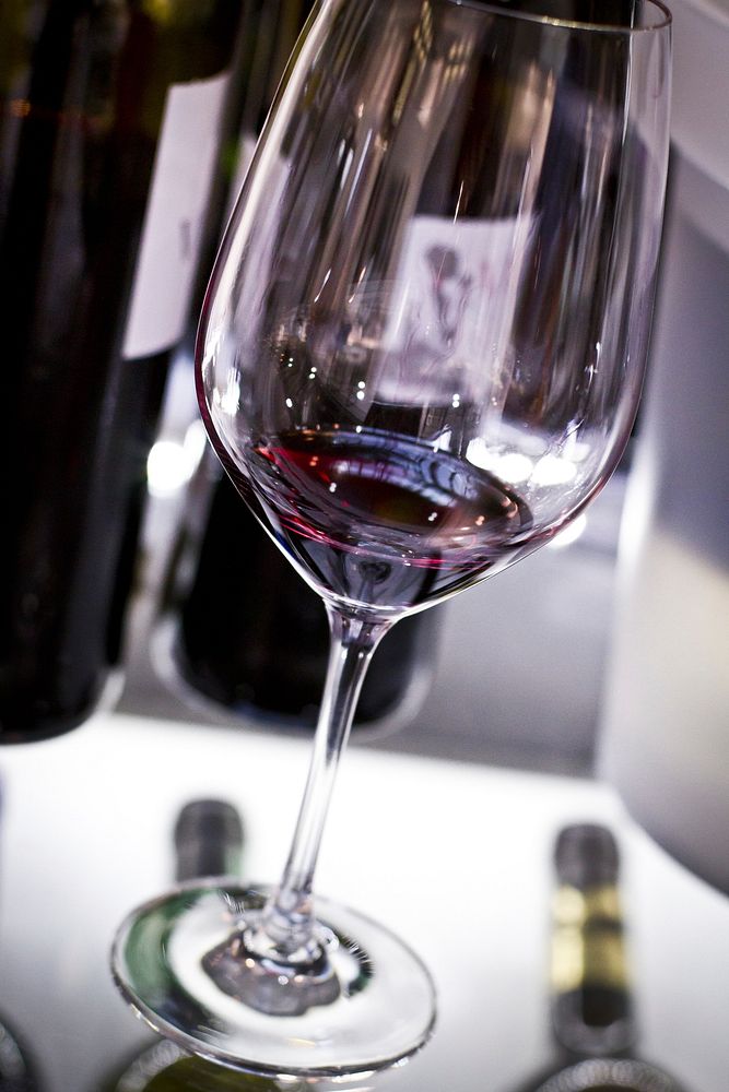 Glass of red wine.  Free public domain CC0 photo.