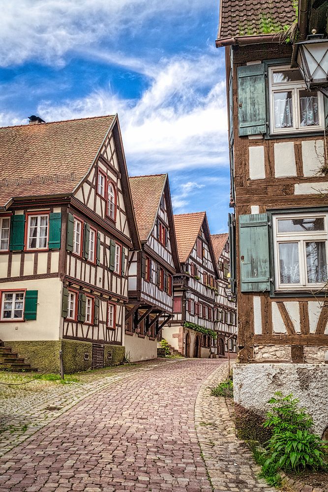 Half-timbered houses in Schiltach. Free public domain CC0 image.