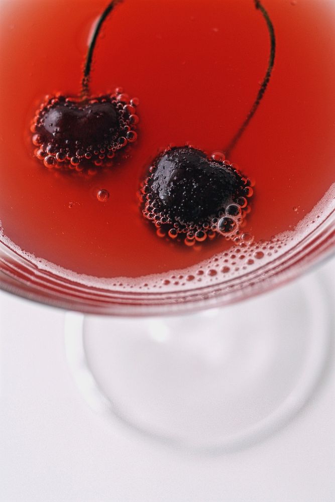 Cherry in the red cocktail. Free public domain CC0 image