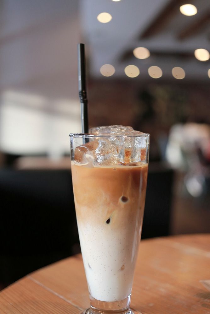Coffee latte, refreshing drink, summer beverage. Free public domain CC0 image