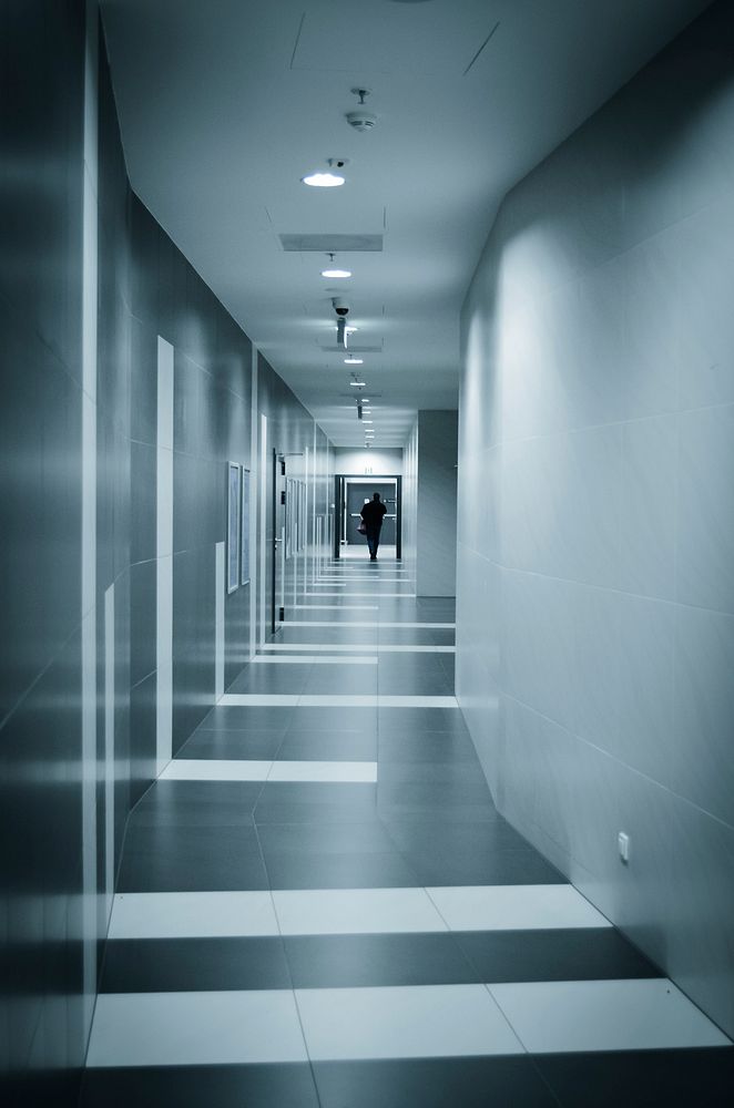 Long office hallway. Free public domain CC0 photo.