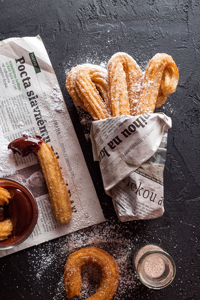 Free sugar coated churros closeup image, public domain food CC0 photo.