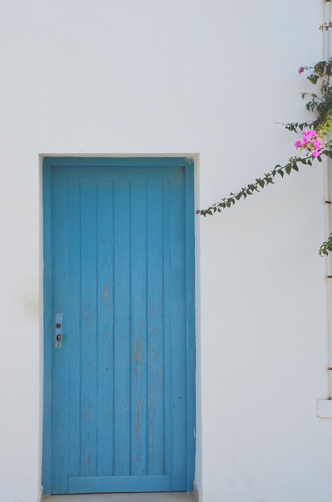 Blue door at Santorini, Greece. Free public domain CC0 image.