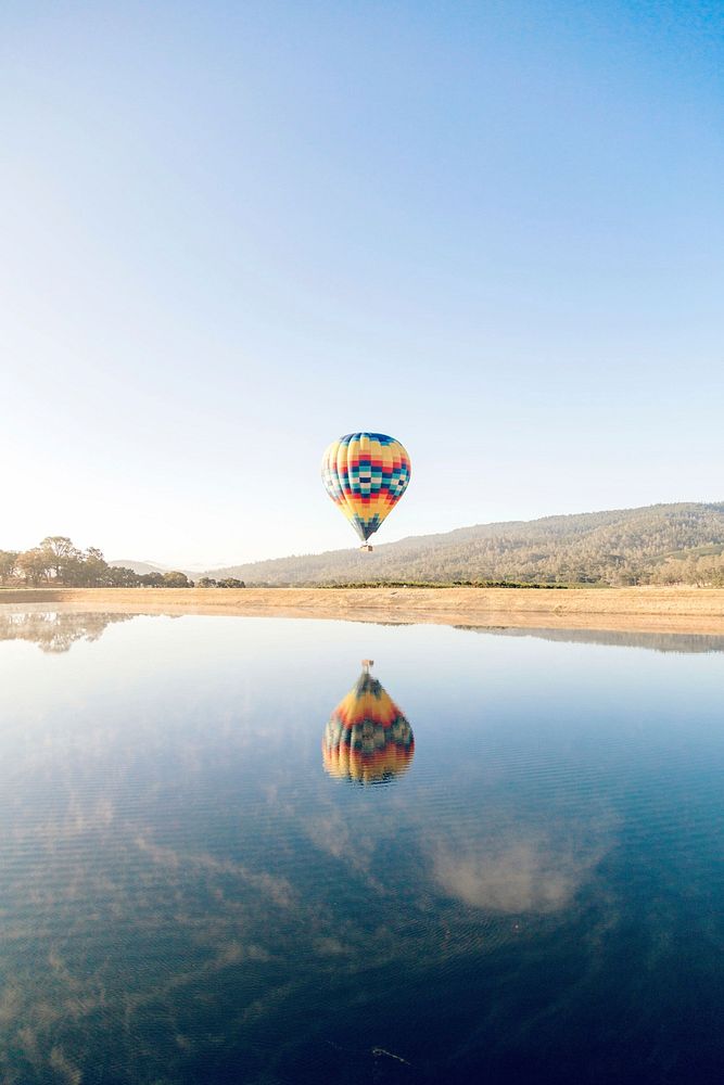 Free colorful hot air balloon image, public domain travel CC0 photo.