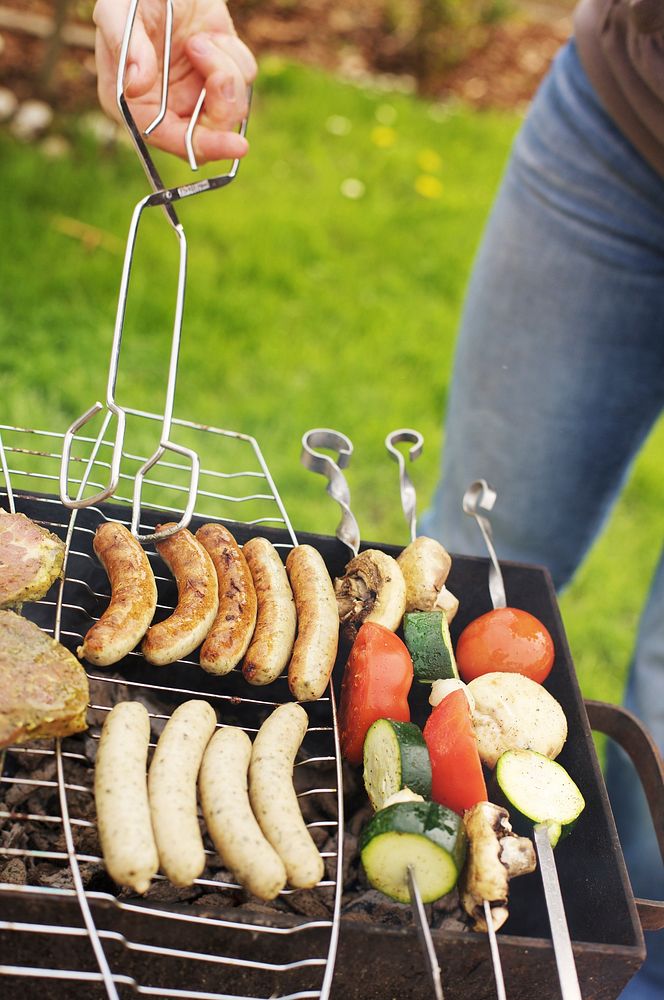 Sausages on the grill. Free public domain CC0 photo.