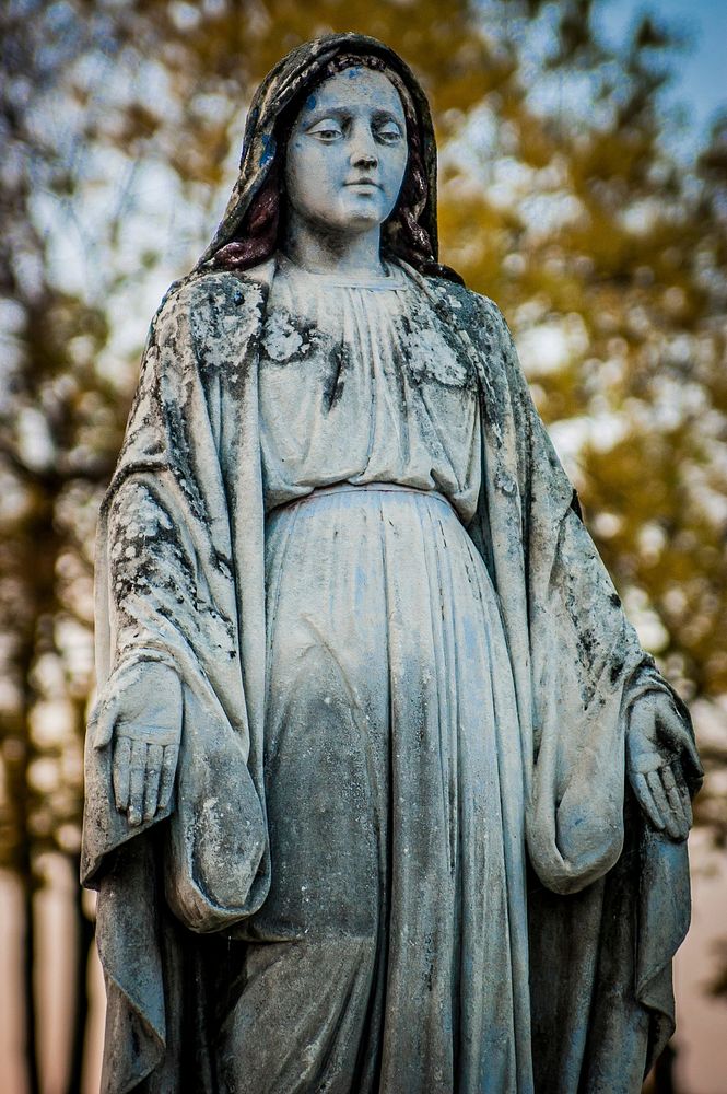 Free female angel statue in the park public domain CC0 photo.
