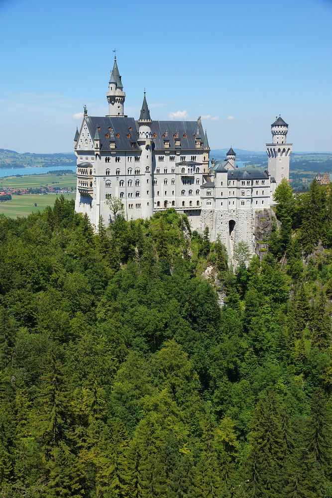 The Neuschwanstein Castle in Germany during the day. Free public domain CC0 photo.