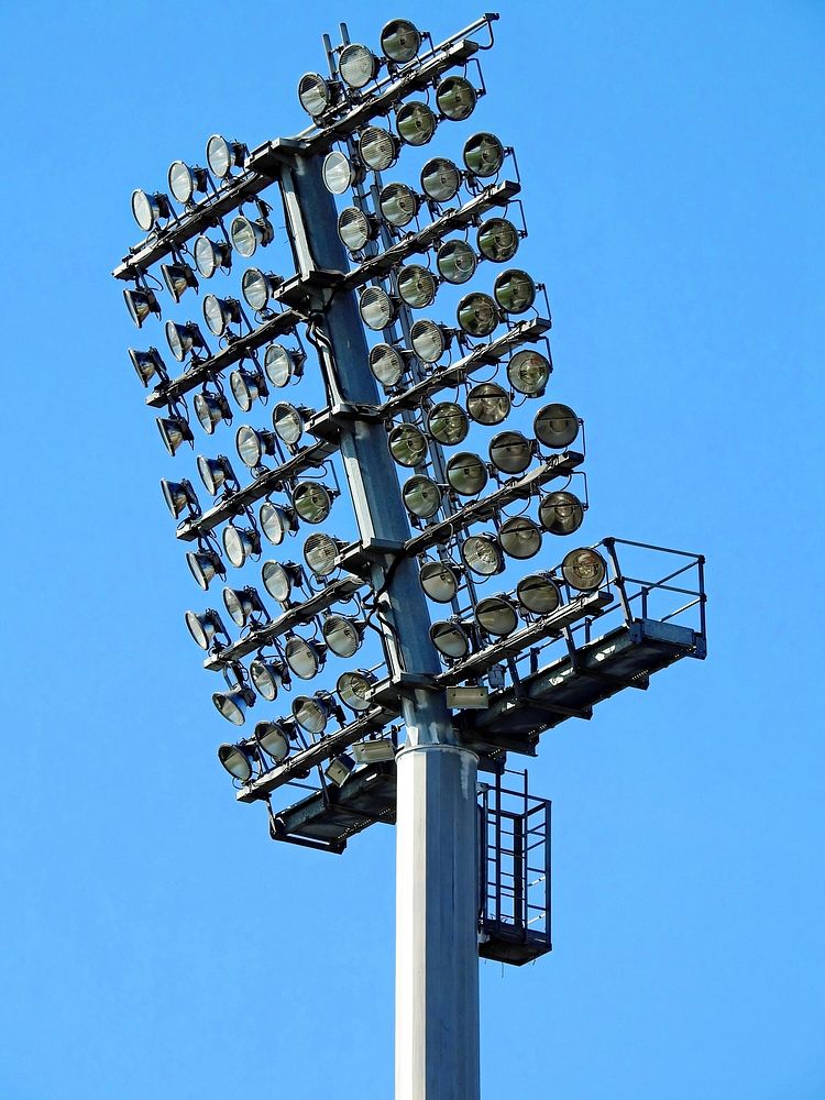 Sports light tower lamps. Free public domain CC0 image.