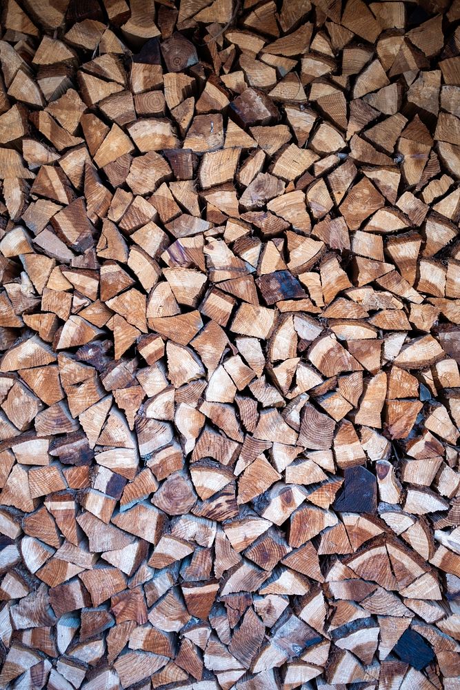 Close up of stacked wood logs