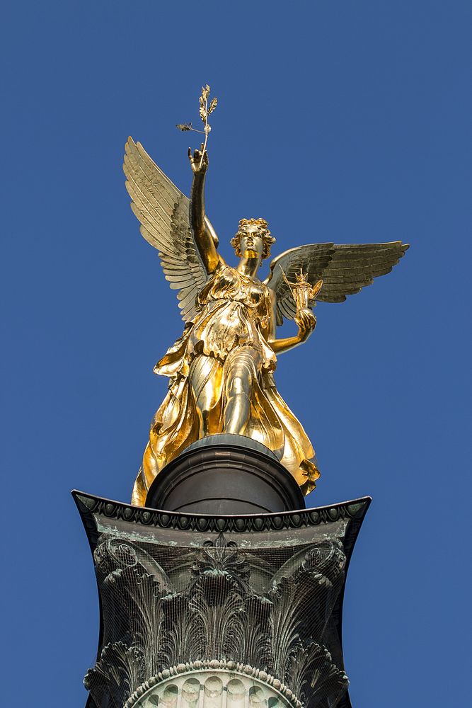 Angel of peace, gold sculpture, Munich, Germany. Free public domain CC0 photo.