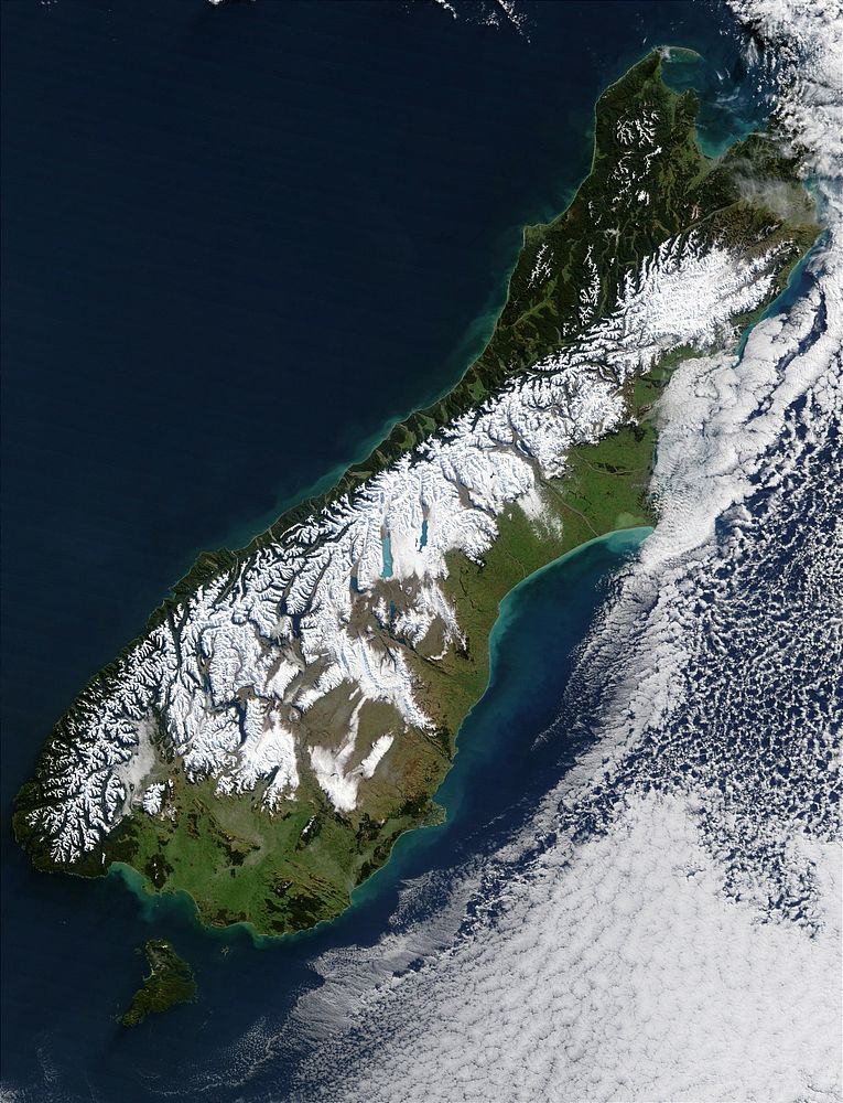 New Zealand south island satellite. Free public domain CC0 photo.