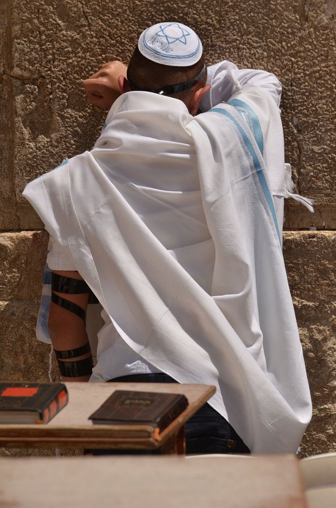 Jewish man praying in Israel. Free public domain CC0 photo.
