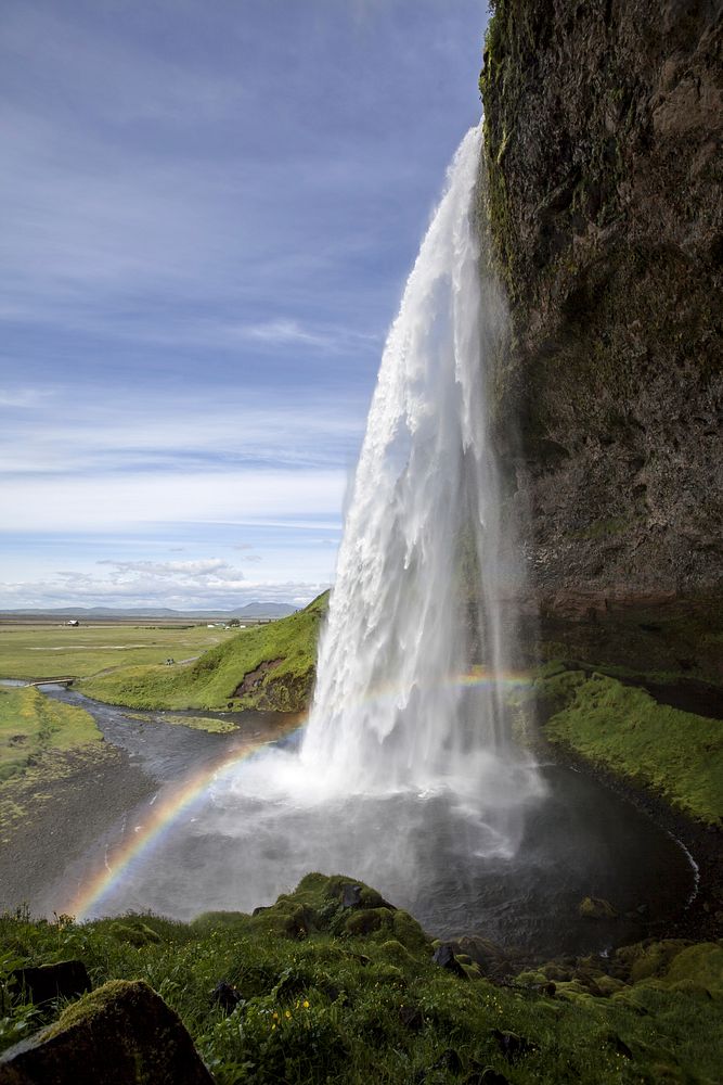 Seljalandsfoss waterfall in iceland. Free public domain CC0 image.