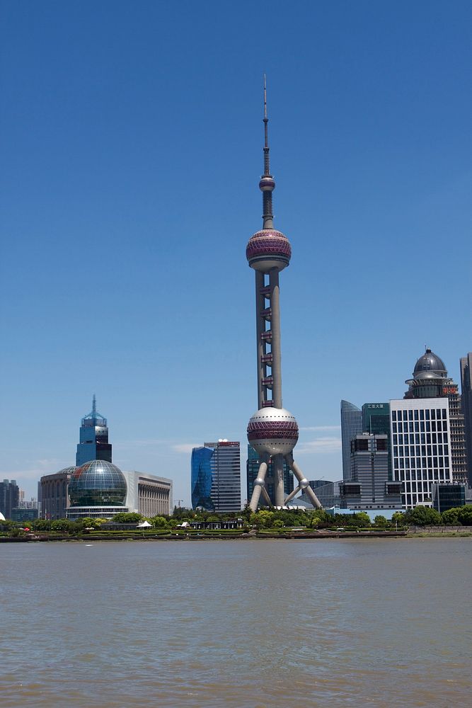 Famous oriental pearl tower in Shanghai, China. Free public domain CC0 photo.