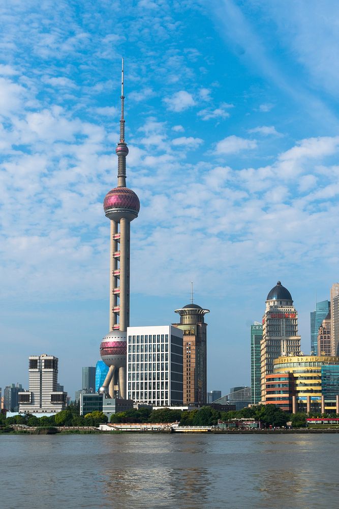 Famous oriental pearl tower in Shanghai, China. Free public domain CC0 photo.