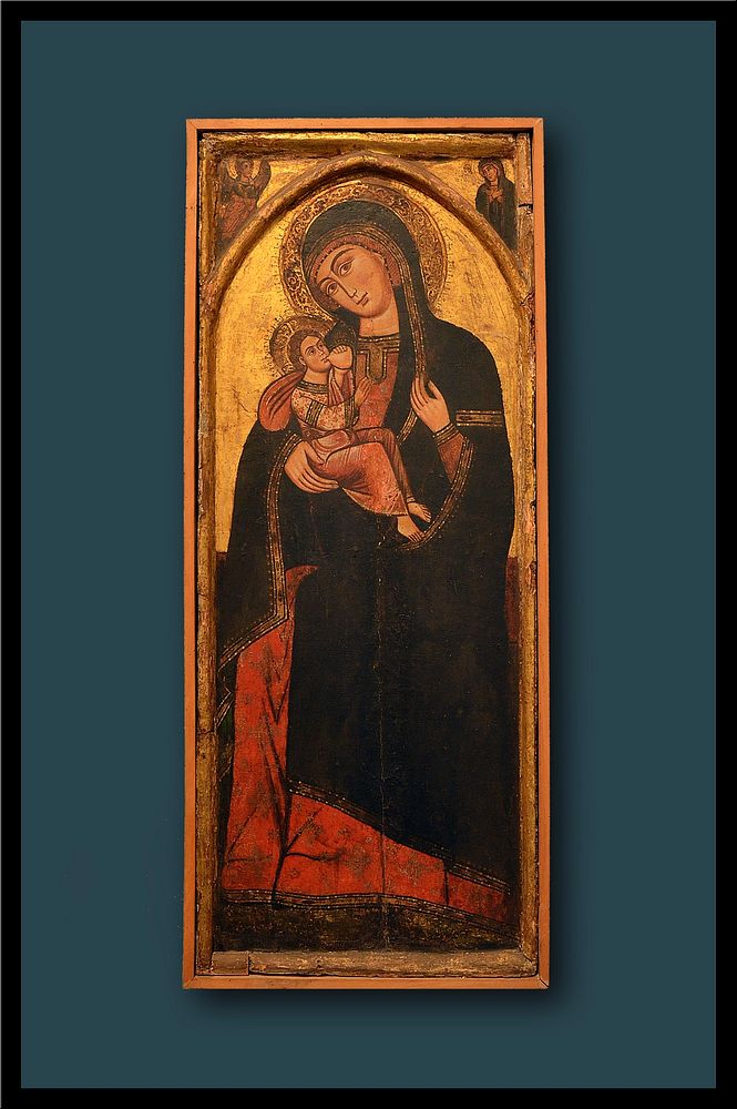 Madonna with a child, historical painting. Free public domain CC0 photo.