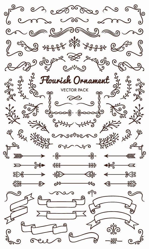 Collection set of flourish ornament label vector illustration