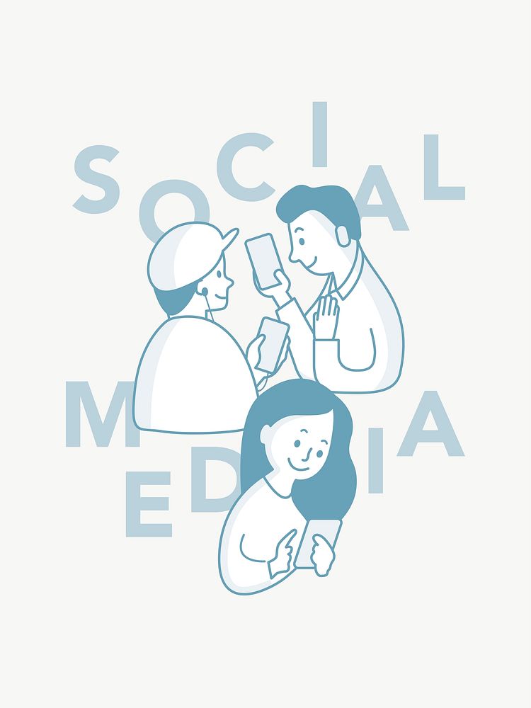 People with social media addicted illustration